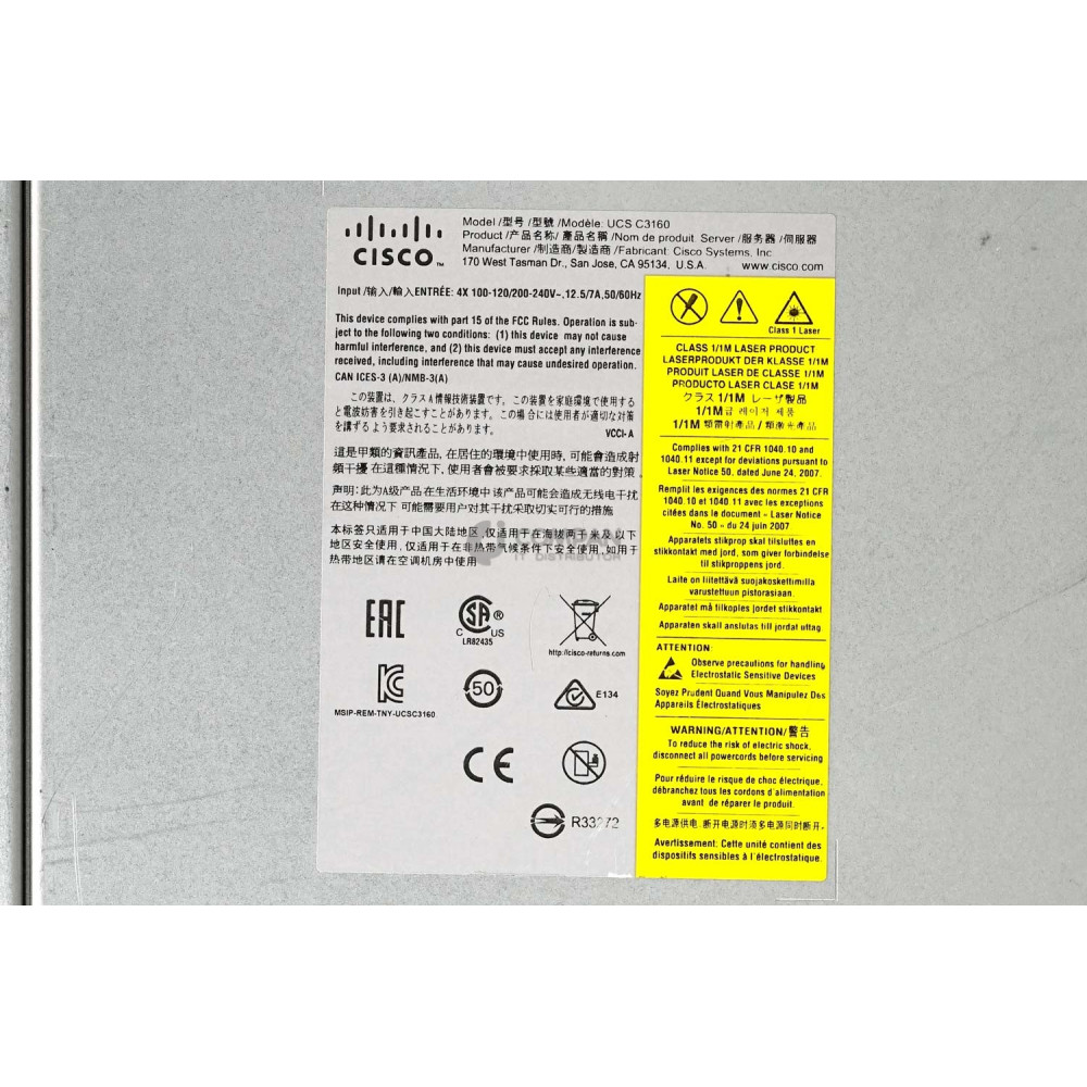 CISCO UCS S3260 4-BAY 2.5 SFF LOW HEIGHT 56-BAY 3.5 LFFF STORAGE SERVER 56TB SAS 14X 4TB 960GB SATA SSD 2X 480GB